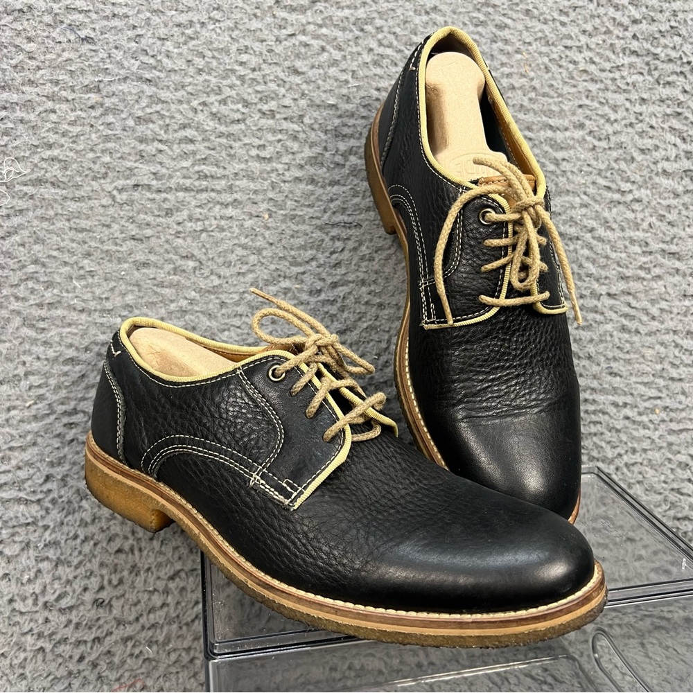 Polo Ralph Lauren Oxfords Shoes Mens 8M Office Casual Leather Black Beige27-1601